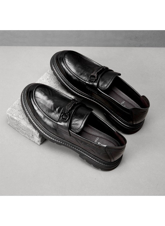 YEARCON Leap Month Shoes】autumn Men's Comfortable Leather Loafers, Slip-on Business Commuter Casual Shoes For Young Men - Image 4