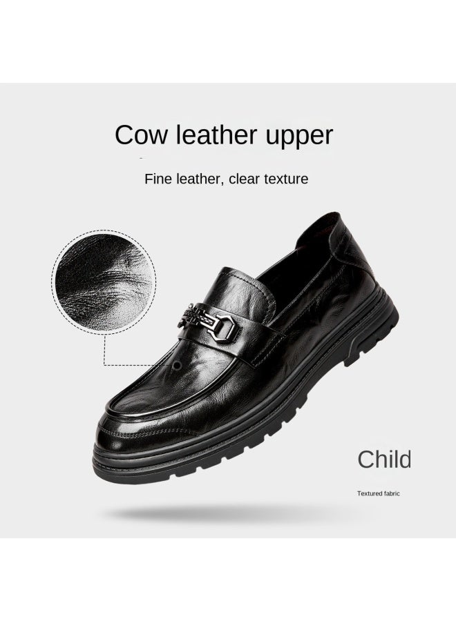 YEARCON Leap Month Shoes】autumn Men's Comfortable Leather Loafers, Slip-on Business Commuter Casual Shoes For Young Men - Image 3