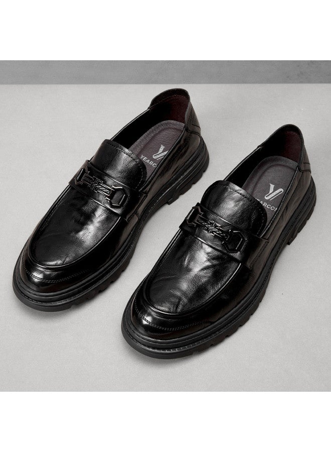 YEARCON Leap Month Shoes】autumn Men's Comfortable Leather Loafers, Slip-on Business Commuter Casual Shoes For Young Men - Image 2