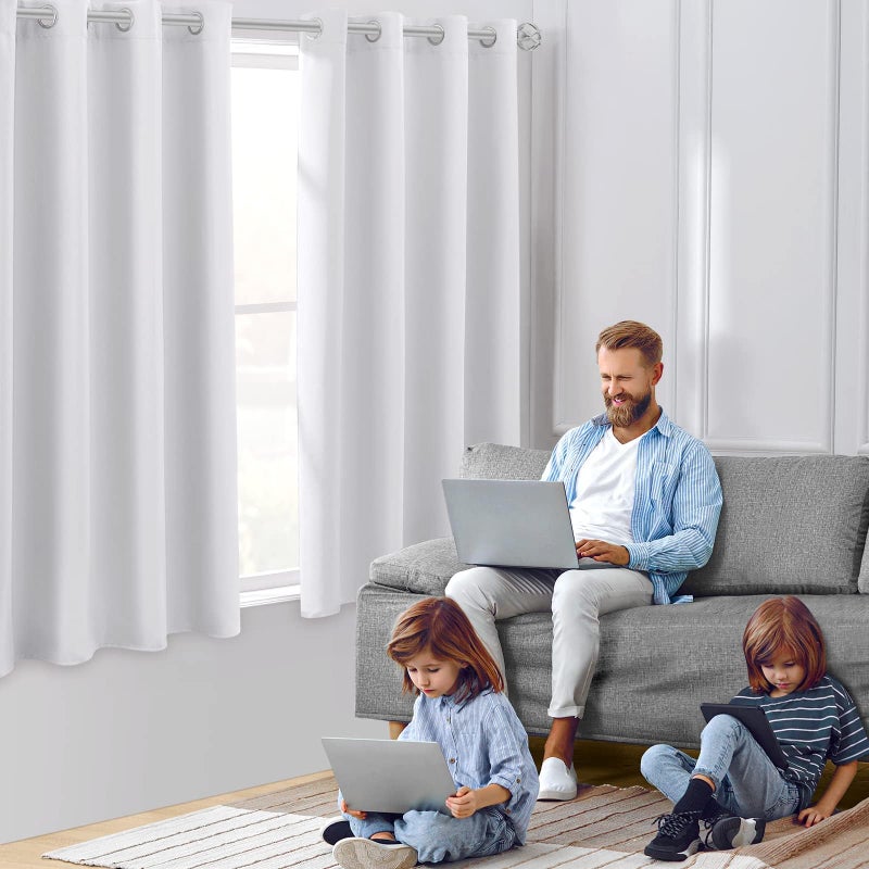 HOMEIDEAS Greyish White Blackout Curtains 52 X 63 Inch Bedroom Curtains Set of 2 Panels Room Darkening Curtains/Drapes, Thermal Grommet Light Bolcking Window Curtains for Living Room - Image 2