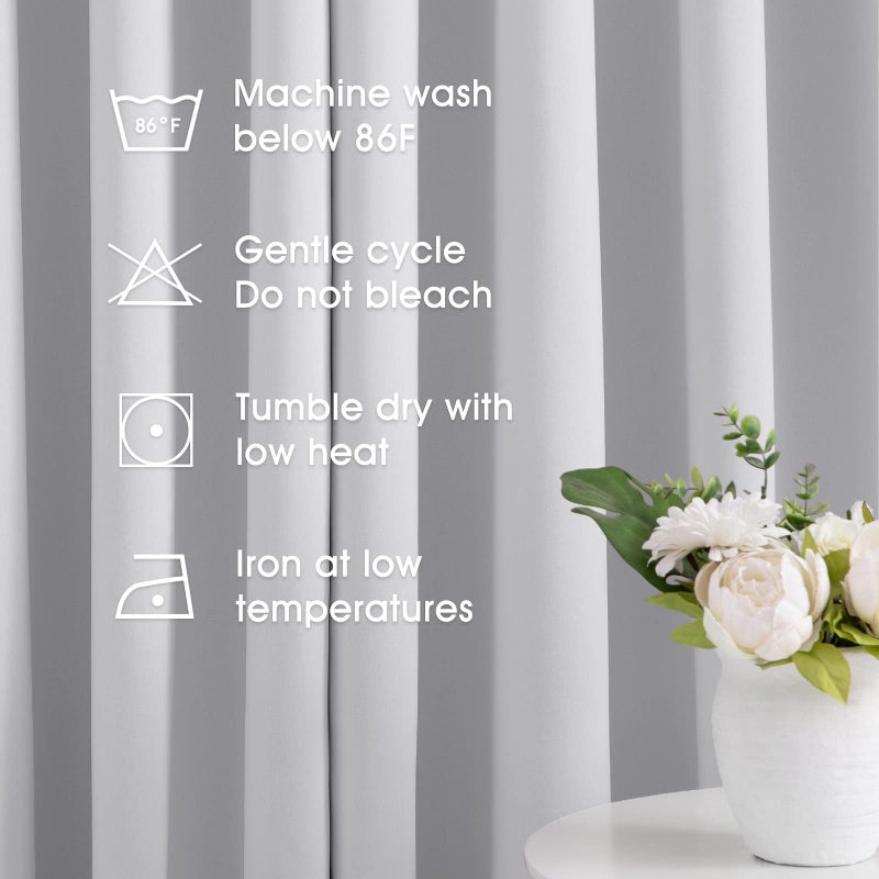 HOMEIDEAS Greyish White Blackout Curtains 52 X 63 Inch Bedroom Curtains Set of 2 Panels Room Darkening Curtains/Drapes, Thermal Grommet Light Bolcking Window Curtains for Living Room - Image 5