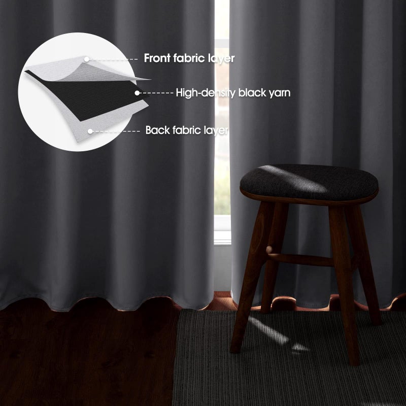 HOMEIDEAS Greyish White Blackout Curtains 52 X 63 Inch Bedroom Curtains Set of 2 Panels Room Darkening Curtains/Drapes, Thermal Grommet Light Bolcking Window Curtains for Living Room - Image 3