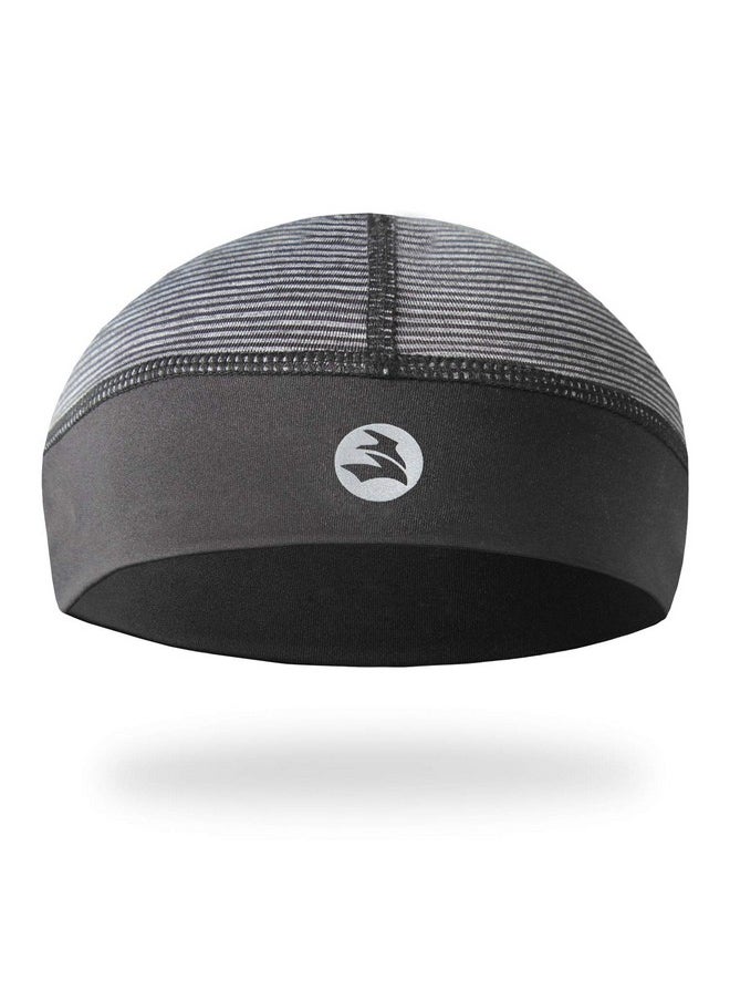 EMPIRELION - Low-Profile Cooling Helmet/Hard Hat Liner, Stretch Working Cap, Summer Sweat Wicking Skull Cap, Running Beanie Sun Protection (Black Strips, 1) - Image 1