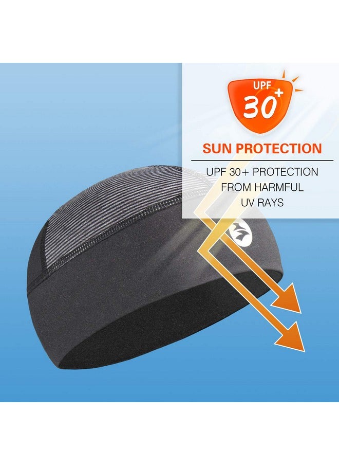 EMPIRELION - Low-Profile Cooling Helmet/Hard Hat Liner, Stretch Working Cap, Summer Sweat Wicking Skull Cap, Running Beanie Sun Protection (Black Strips, 1) - Image 1