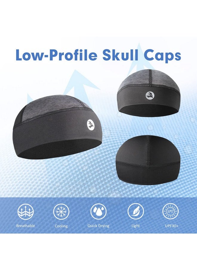 EMPIRELION - Low-Profile Cooling Helmet/Hard Hat Liner, Stretch Working Cap, Summer Sweat Wicking Skull Cap, Running Beanie Sun Protection (Black Strips, 1) - Image 1