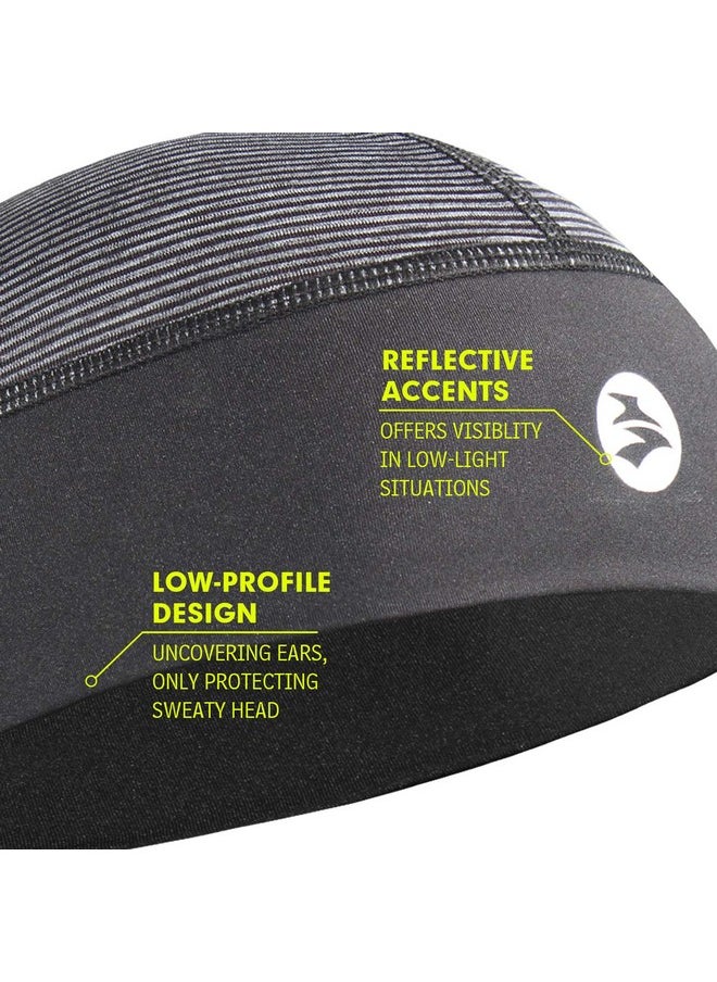 EMPIRELION - Low-Profile Cooling Helmet/Hard Hat Liner, Stretch Working Cap, Summer Sweat Wicking Skull Cap, Running Beanie Sun Protection (Black Strips, 1) - Image 1