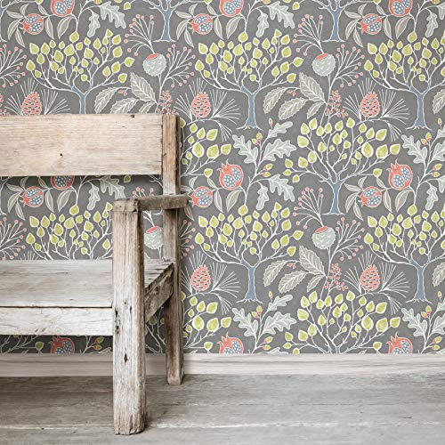 NuWallpaper NU3039 Groovy Garden Grey Peel & Stick Wallpaper, Multicolor - Image 2
