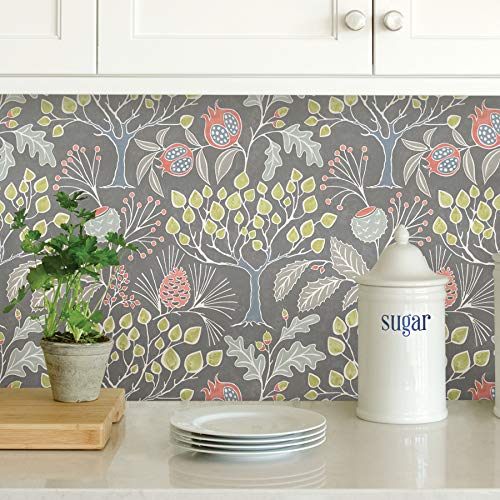 NuWallpaper NU3039 Groovy Garden Grey Peel & Stick Wallpaper, Multicolor - Image 3