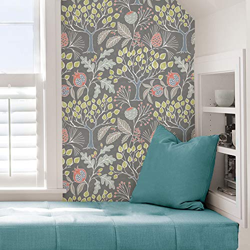 NuWallpaper NU3039 Groovy Garden Grey Peel & Stick Wallpaper, Multicolor - Image 5