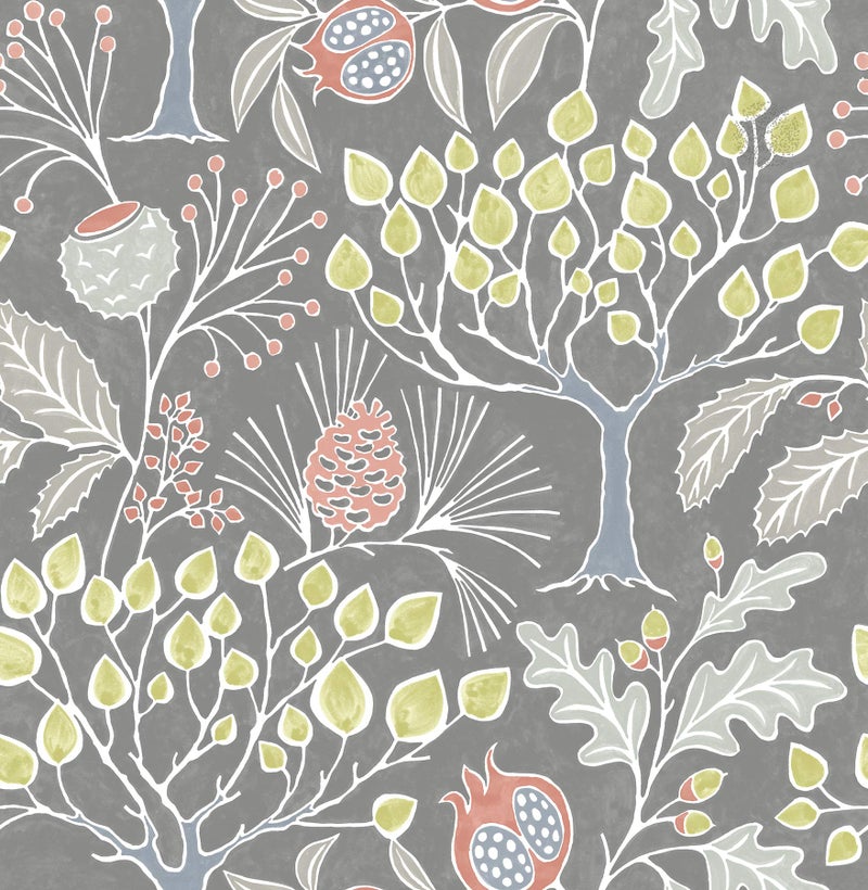 NuWallpaper NU3039 Groovy Garden Grey Peel & Stick Wallpaper, Multicolor - Image 1