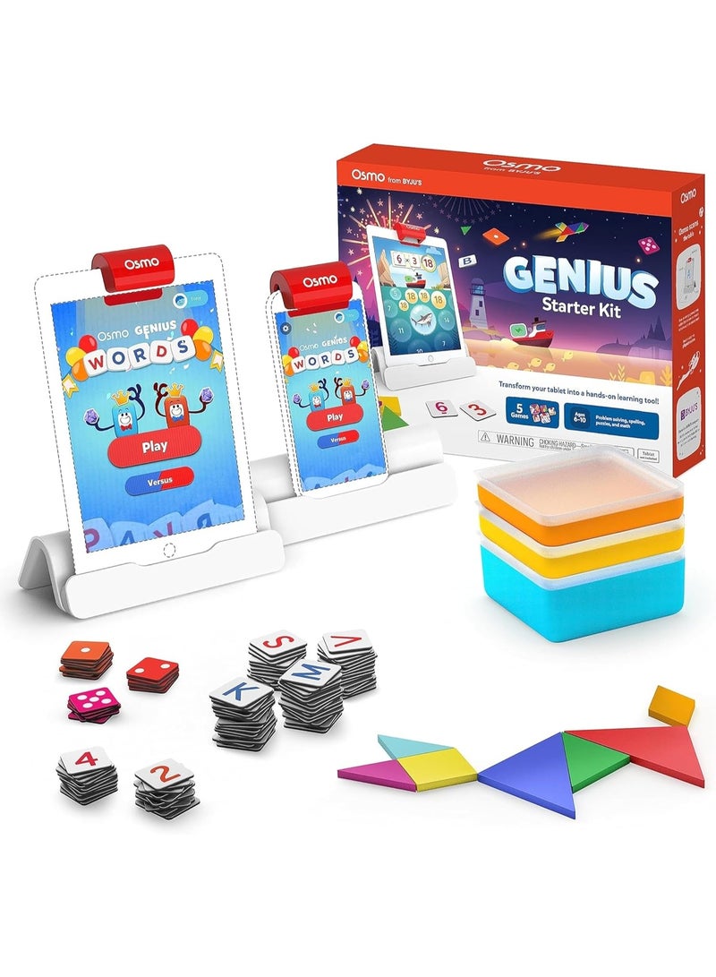أوسمو مجموعة Osmo Genius للمبتدئين للأطفال من عمر 6 إلى 10 سنوات | 5 ألعاب تعليمية | متوافقة مع iPad | نظام تعليمي STEM | قاعدة متضمنة (5 ألعاب لجهاز iPad) - Image 1