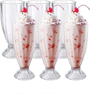 Cedilis 6 Pack Milkshake Glass with 6 Long Metal Spoons,Old Fashioned Soda Glasses, Fountain Classic Glass for Ice - Image 1