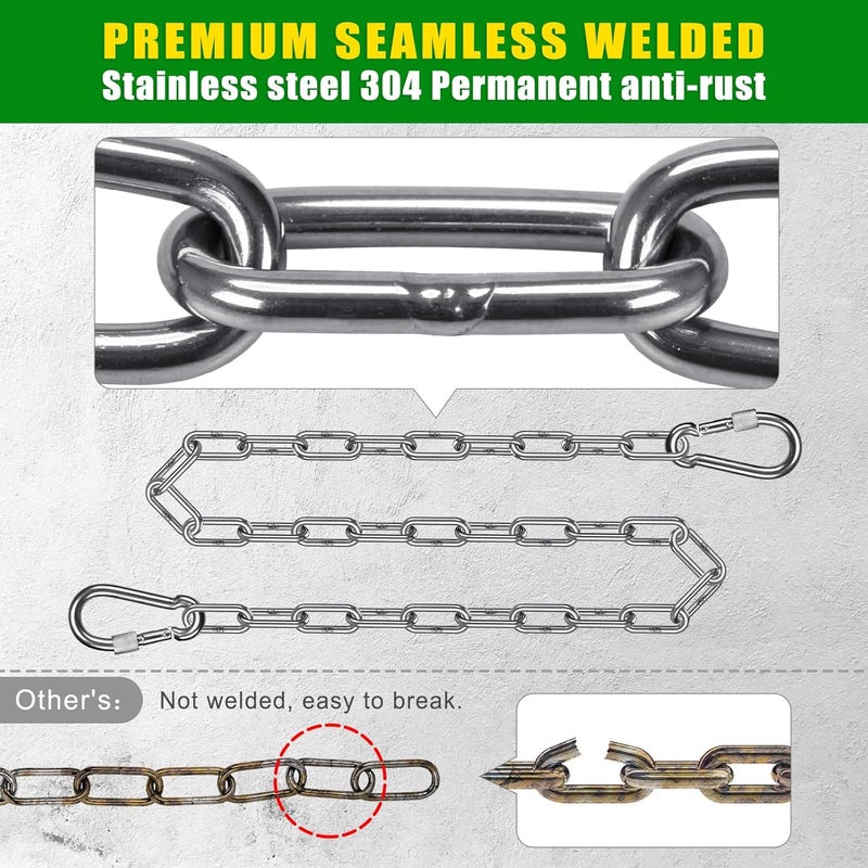 BeneLabel 20" 32" Heavy Bag Chain Stainless Steel Punching Bag Hanging Chain with Hooks Extension Chains for Boxing Bags, Hammocks Chair, Hanging Chair, Porch Swings, Aerial Silks - 1000LB Capacity - Image 3