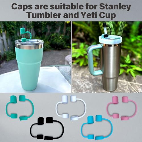 Diximus Straw Covers Cap - 10Pcs Colorful Silicone Straw Tips Suitable for Stanley Straw Cover - Reusable Cover for Drinking Straw - Toppers Drinking Straw Caps Plugs (10 Mix Color caps) - Image 3