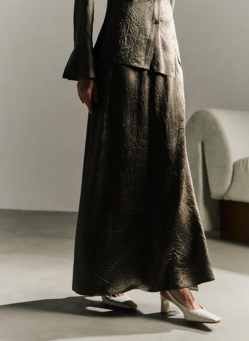 Lichi Maxi skirt in crumpled-effect fabric - Image 1