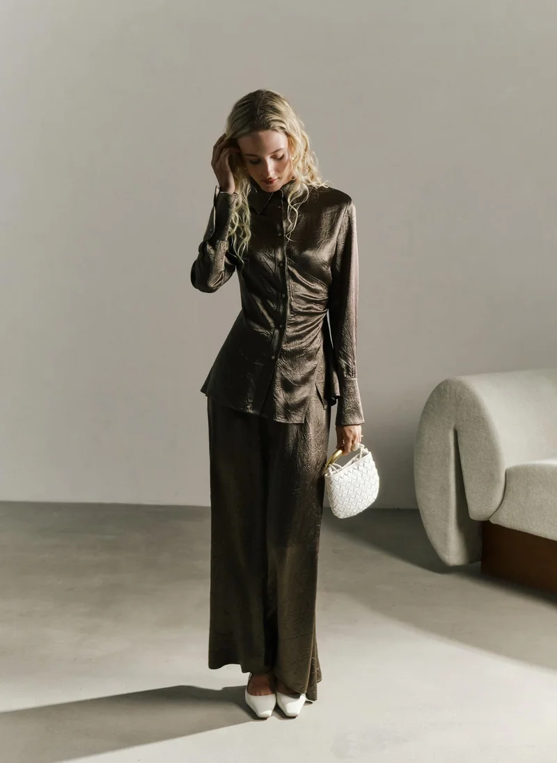 Lichi Maxi skirt in crumpled-effect fabric