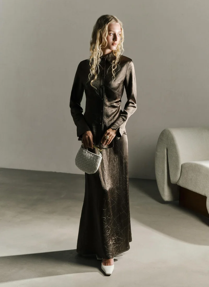 Lichi Maxi skirt in crumpled-effect fabric