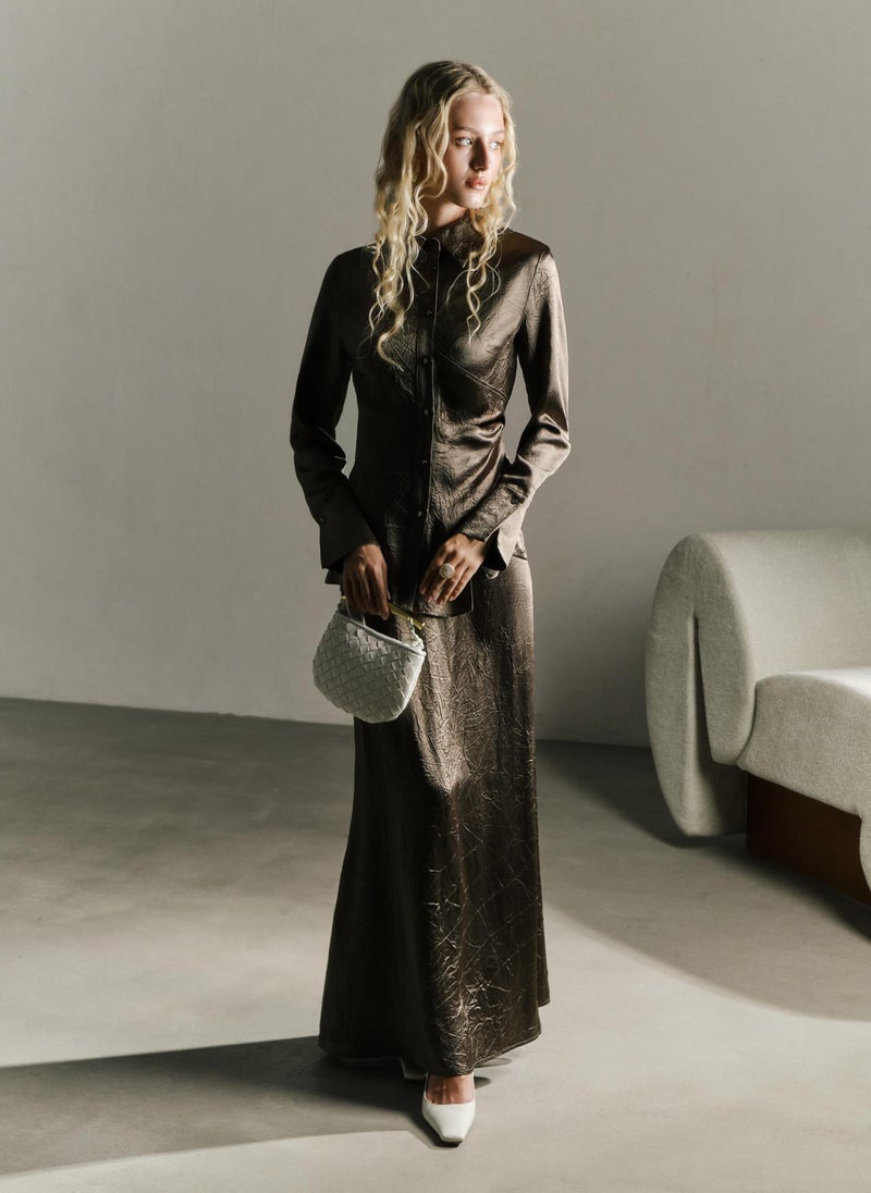 Lichi Maxi skirt in crumpled-effect fabric - Image 5