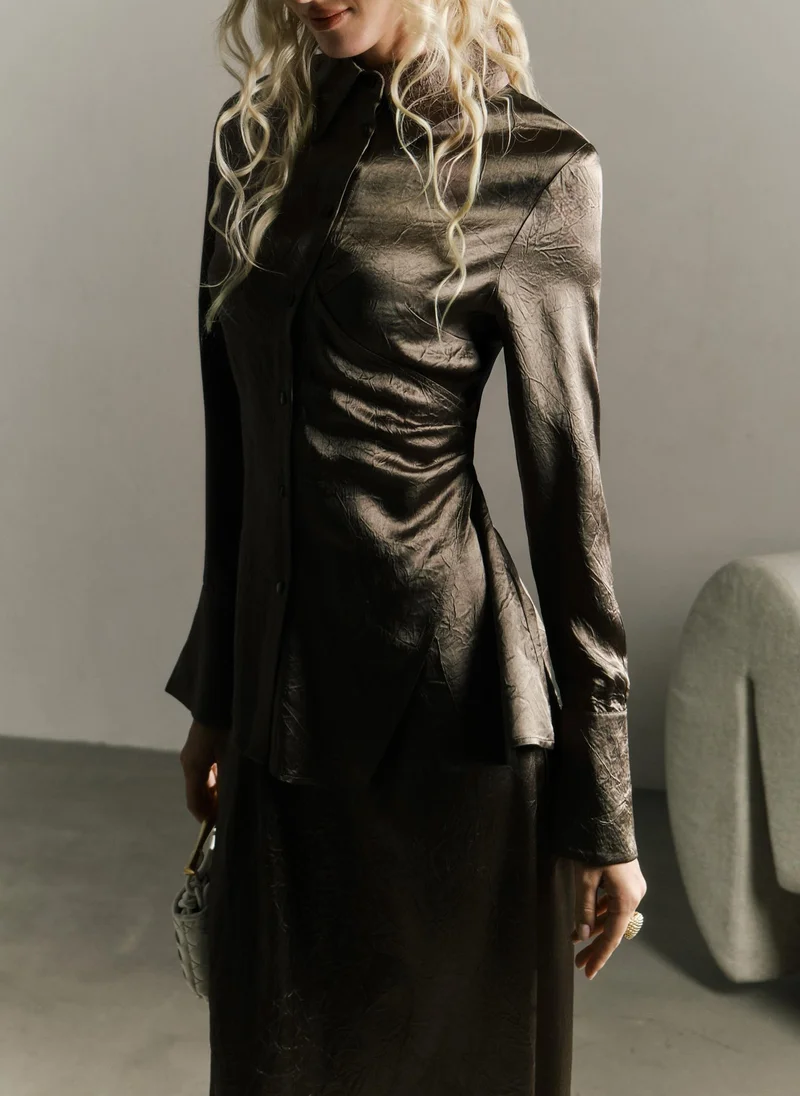 Lichi Maxi skirt in crumpled-effect fabric