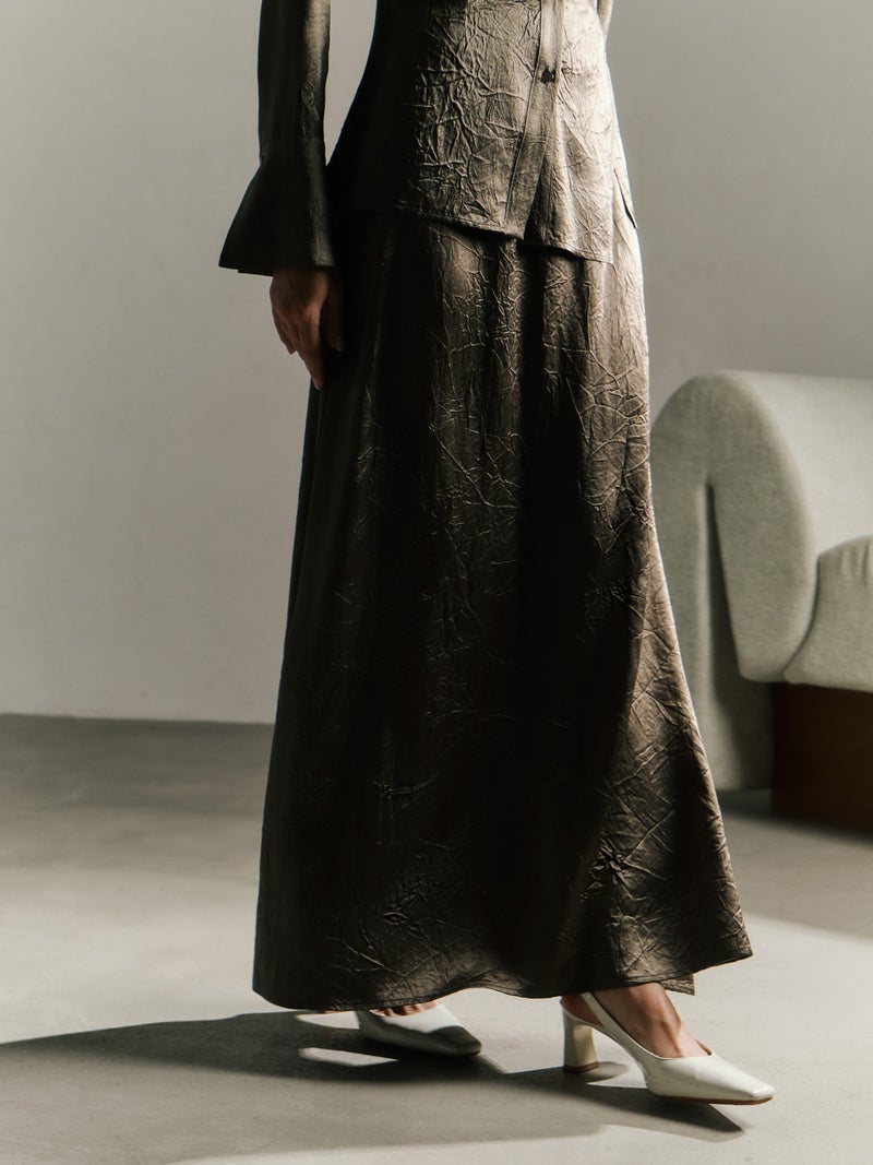 Lichi Maxi skirt in crumpled-effect fabric - Image 1