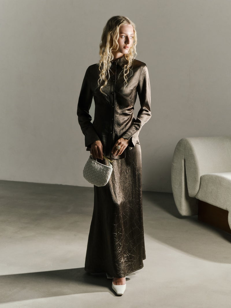 Lichi Maxi skirt in crumpled-effect fabric - Image 5