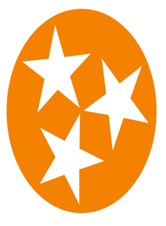 CUSHYSTORE Tennessee Flag State Stars Decal Vinyl Sticker for Motorcycle Hardhat Laptop Mug Tumber Orange 3.75" - Image 1