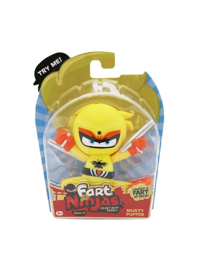 Fart Ninjas Series 11 Motion-Activated Fart Noises Collectible Figure - Musty Puffer, Battery Operated