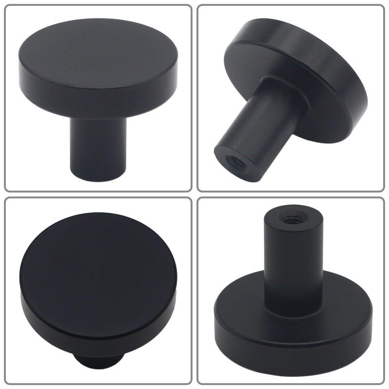 HANIHUA 30 Pack Black Cabinet Knobs, Solid Dresser Knobs Kitchen Drawer Knob, Matte Black Single Hole Knob for Cabinets and Drawers Round - Image 5