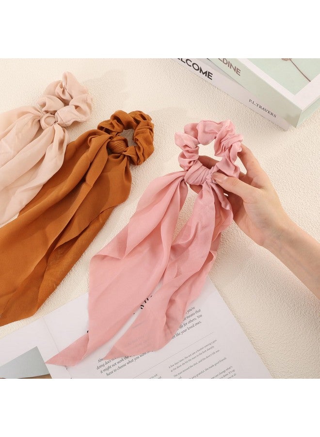 ZAVVU KRIZOUS ZAVVU & KRIZOUS Hair Accessories New Satin Scarf Elastic Hair Bands For Women Girls Solid Color Scrunchies Headband Hair Ties Ponytail Holder Accessories, Plain Scarf - 12 Pcs - Multicolor - Image 3