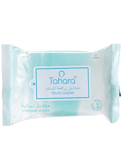 Intimate Musk scented wet wipes pack contains 20 Pieces White 4g