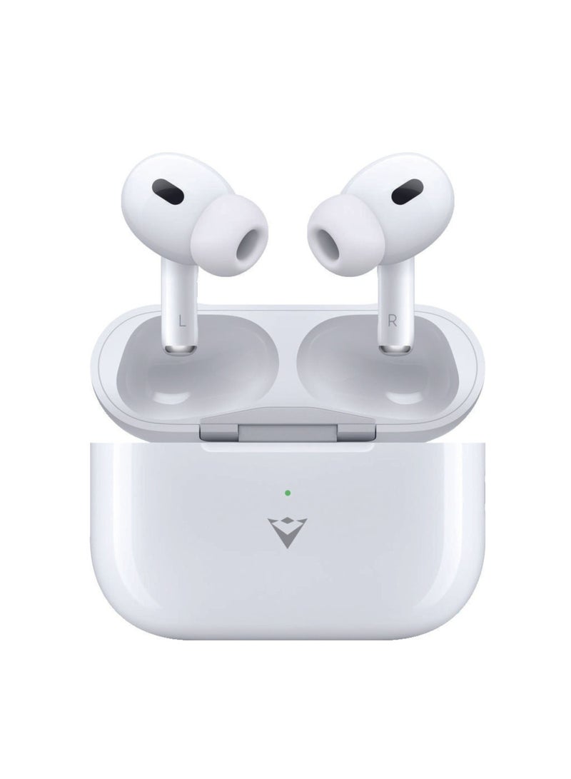 Vizzaro Wireless In-Ear Noise Cancelling Earbuds with Mic and Wireless Charging Case With Free Silicone Case, White - Image 1