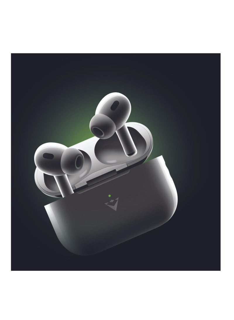 Vizzaro Wireless In-Ear Noise Cancelling Earbuds with Mic and Wireless Charging Case With Free Silicone Case, White - Image 2