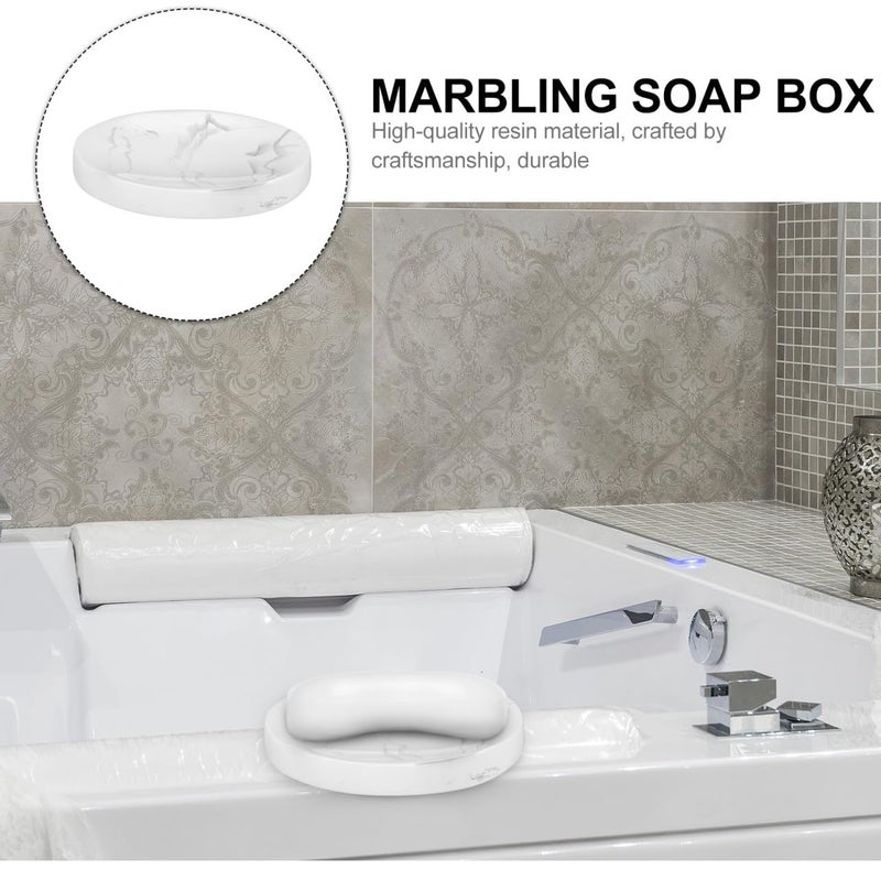 Nordic Style Resin Soap Dish Marble Pattern Easy Clean Drainage for Bathroom - Image 4
