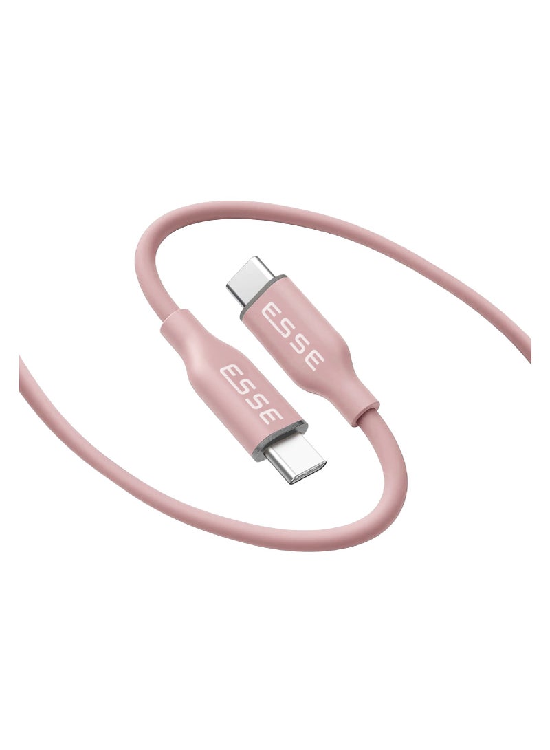 إي أس أس إي كابل ESSE LOOP سيليكون Type C إلى C - قدرة 60W - لون وردي - 1.2 متر - Image 1