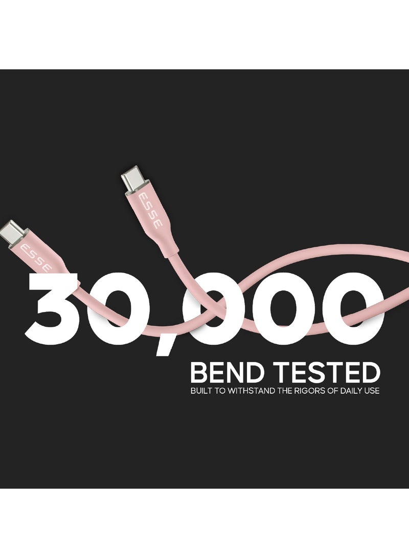 إي أس أس إي كابل ESSE LOOP سيليكون Type C إلى C - قدرة 60W - لون وردي - 1.2 متر - Image 4
