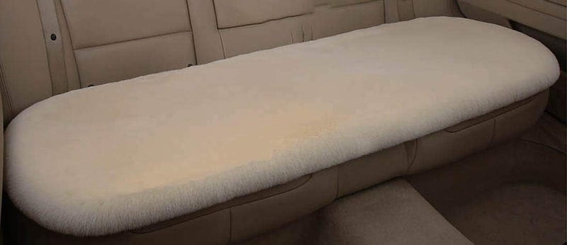 acdiac Winter Soft Warm Faux Rabbit Fur car seat Cushion,Universal fit Plush Front and Back Fuzzy car seat Pads Cushion Cover Protector - 1pcs (Back seat 1pcs,Beige) - Image 2