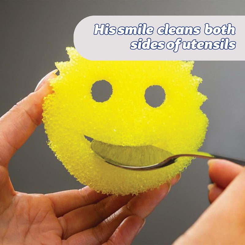 Scrub Daddy Original Dish Sponge Twin Pack, Smiley Face Sponges for Cleaning & Washing Up - Multipack Kitchen Non Scratch Scourers with FlexTexture Firm & Soft Scrubbing, Dishwashing Scrubber - Yellow - Image 5