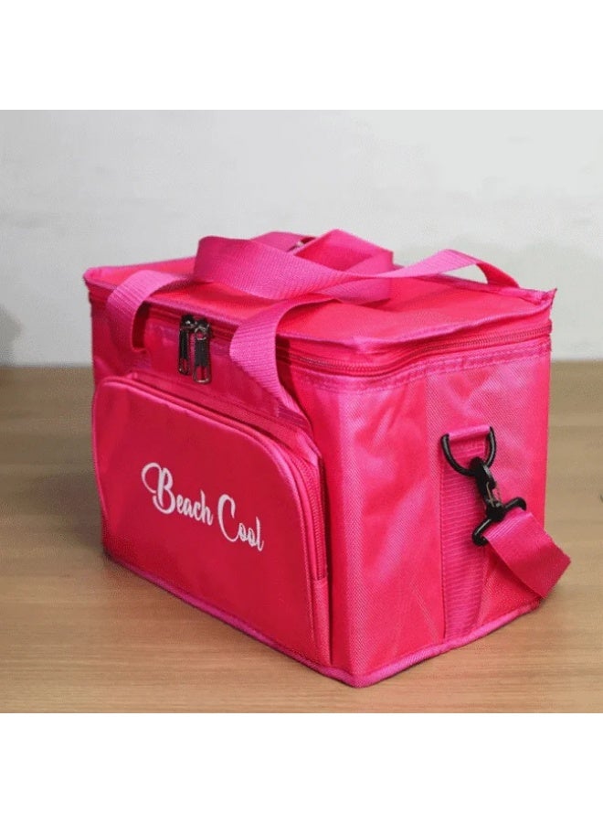 بيتش كول حقيبة غداء مبطنة باللون البينك بسعة 15 لتر مع حزام قابل للتعديل - Image 2