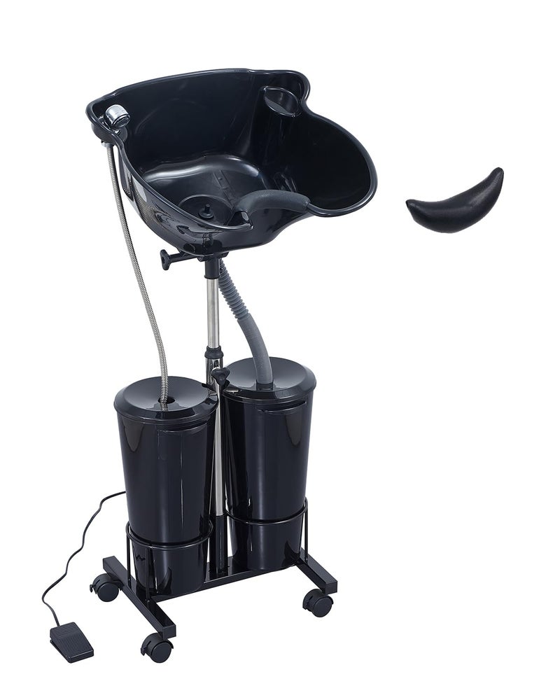 Antlu Electric Portable Shampoo Bowl Hair Washing Station, Hair Washing Tray for Sink at Home, Portable Salon Sink Wash Basin for Hairstylist (Black, with 2 Bucket) - Image 1