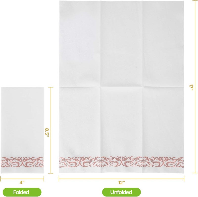 FOCUSLINE 100 Linen Feel Bathroom Napkins, Soft and Absorbent Disposable Guest Towels, Cloth-Like Paper Hand Towels Decorative Napkins for Dinners, Parties, Weddings or Events, Rose Gold, 12" x 17" - Image 2