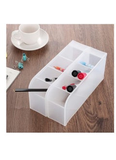 XiuWoo Transparent Pen Holder,Desk Holder Pencil Storage Organizer Rack, Oblique Plastic Multi-Functional Desktop Stationary for School Office Home Dormitory Art Supplies (White)  - Image 3