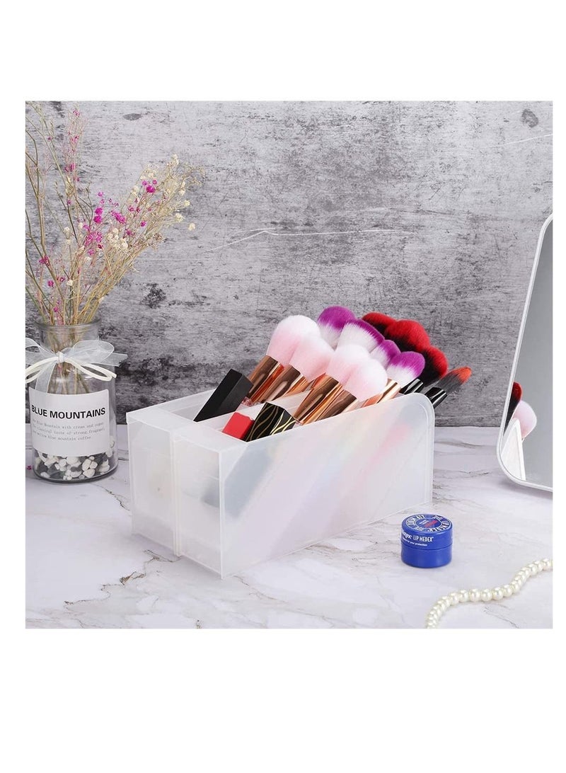 XiuWoo Transparent Pen Holder,Desk Holder Pencil Storage Organizer Rack, Oblique Plastic Multi-Functional Desktop Stationary for School Office Home Dormitory Art Supplies (White) - Image 4