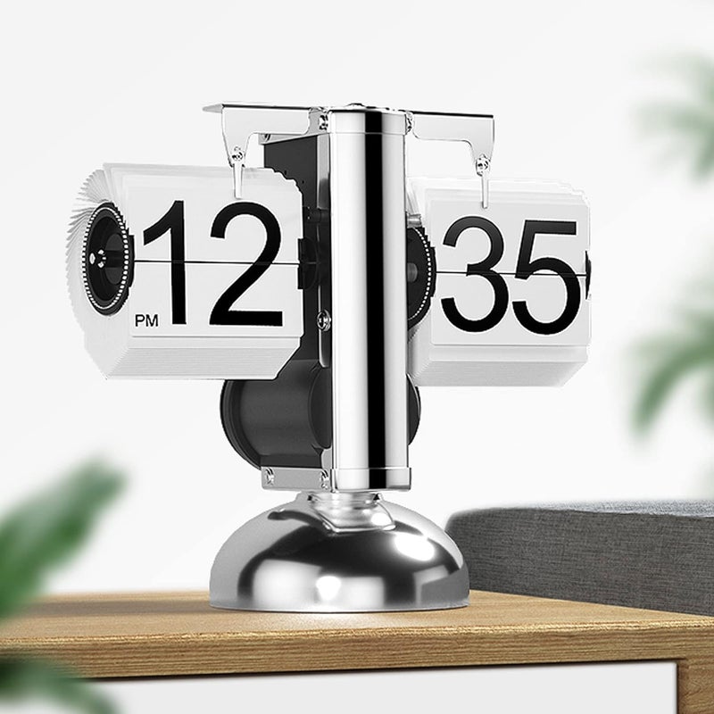 ConvertKitchen Retro Flip Down ClockMechanical Digital Flip Desk Clock Internal Gear Operated Flip Down Clock Battery Powered for Home Office Set of 1 - Image 4