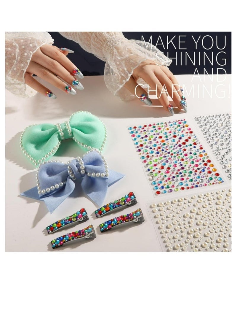 جلامكيت 4 أوراق من أحجار الراين ذاتية اللصق للوجه لمهرجان المكياج، ملصقات أحجار الراين اللؤلؤية للوجه والشعر والعين - Image 5