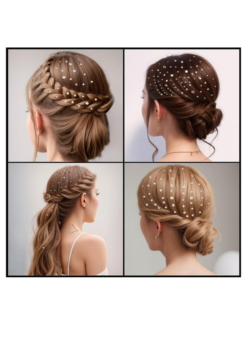 جلامكيت 4 أوراق من أحجار الراين ذاتية اللصق للوجه لمهرجان المكياج، ملصقات أحجار الراين اللؤلؤية للوجه والشعر والعين - Image 2