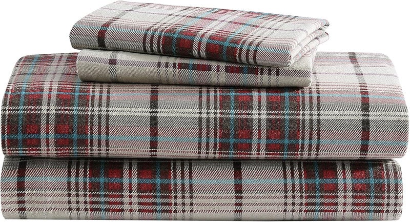 Eddie Bauer - Flannel Collection - Cotton Bedding Sheet Set, Pre-Shrunk & Brushed For Extra Softness, Comfort, and Cozy Feel, King, Montlake Plaid - Image 1