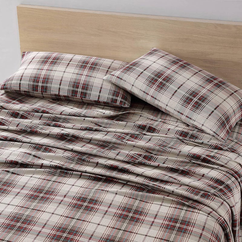 Eddie Bauer - Flannel Collection - Cotton Bedding Sheet Set, Pre-Shrunk & Brushed For Extra Softness, Comfort, and Cozy Feel, King, Montlake Plaid - Image 3
