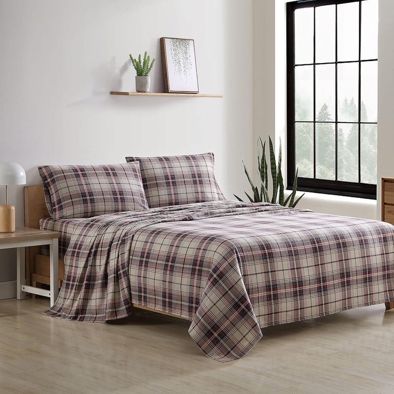 Eddie Bauer - Flannel Collection - Cotton Bedding Sheet Set, Pre-Shrunk & Brushed For Extra Softness, Comfort, and Cozy Feel, King, Montlake Plaid - Image 2