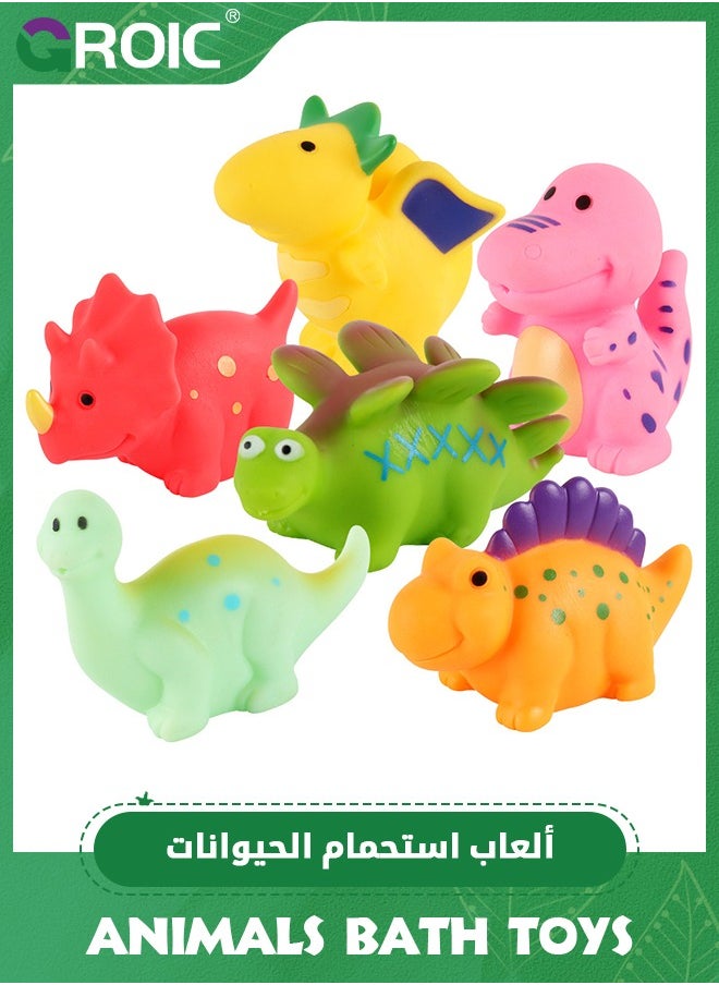 GROIC 6 Packs Bath Toys,Baby Bath Toys for Toddlers,Squirt Bath Toys for Kids,Floating Dinosaur Toys for Kids,No Hole Bathtub Toys,Dinosaur Bath Toys  - Image 1