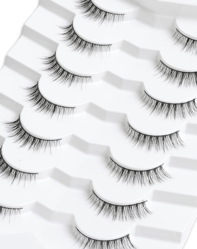 Onlyall Natural Lashes Wispy Lashes Natural Look False Eyelashes Natural Flared Eyelashes False Eye Lashes Soft Fluffy Lashes 7 Pairs HF50-Short Lashes - Image 5